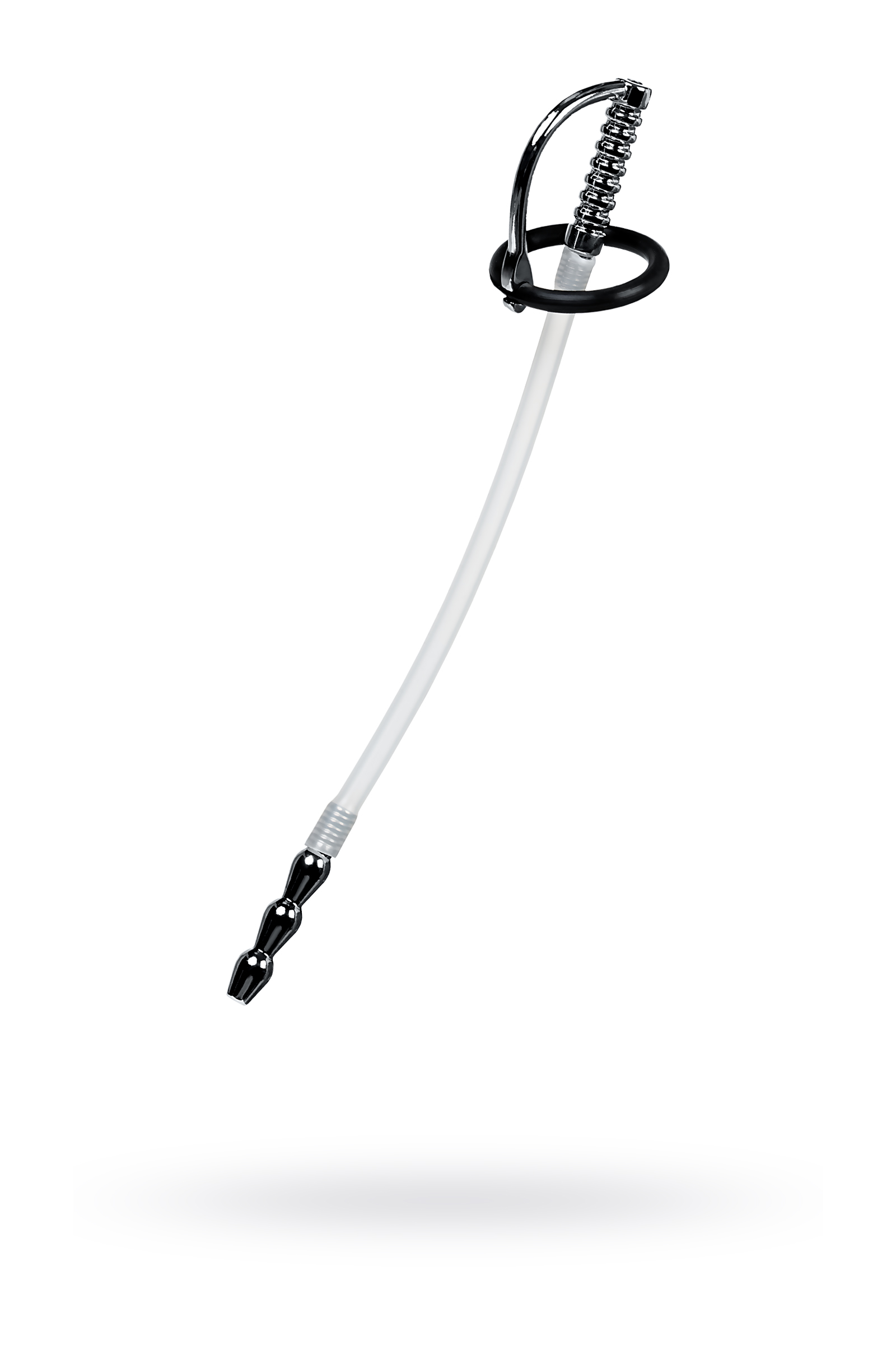 Уретральный катетер силиконовый со сменными фиксирующими кольцами, TOYFA Metal, 