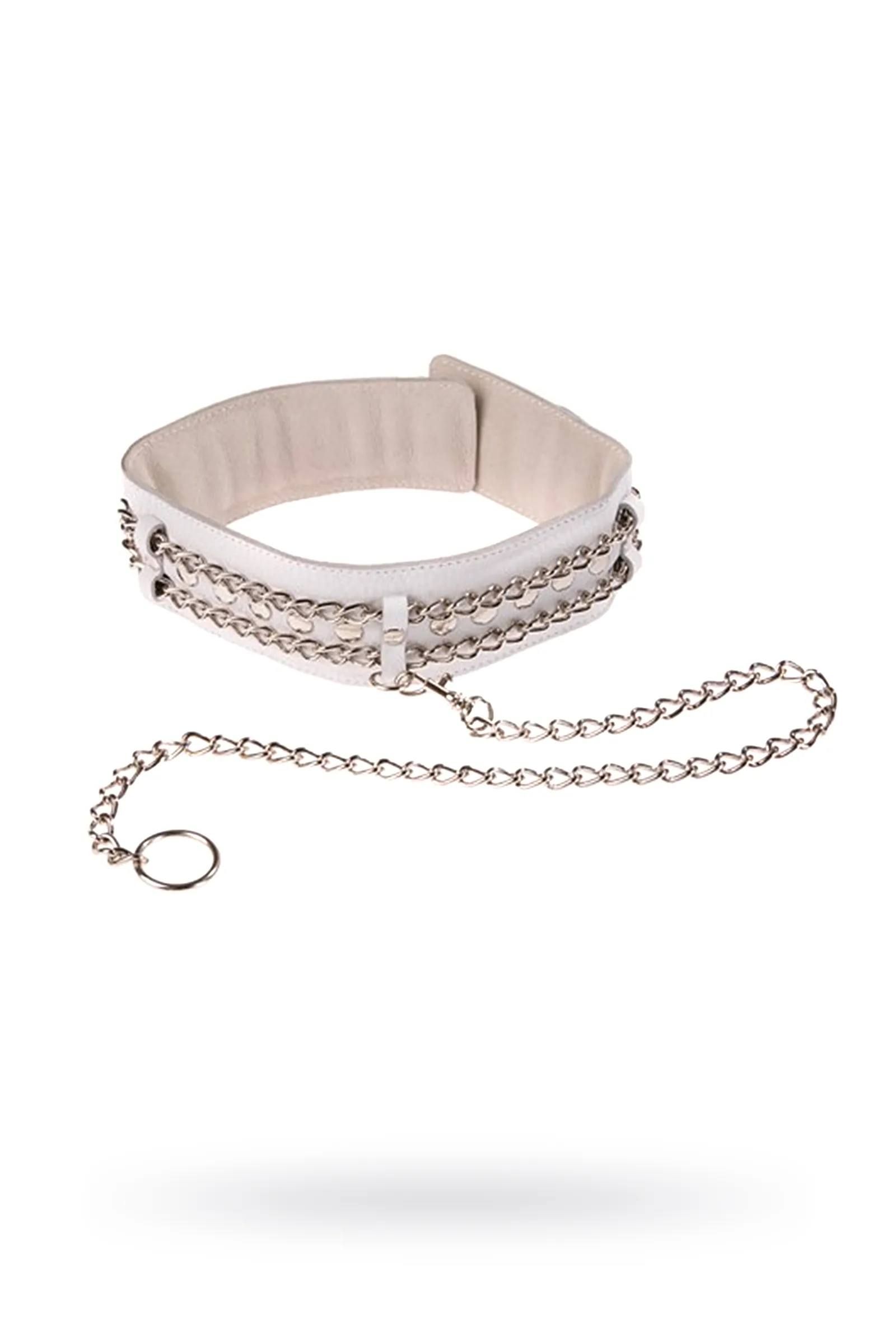 Ошейник нат.кожа дл. цепочки с караб. 50см.