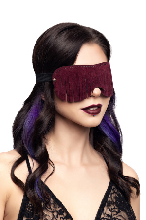 Маска с бахромой Pecado BDSM, натуральный велюр, вино