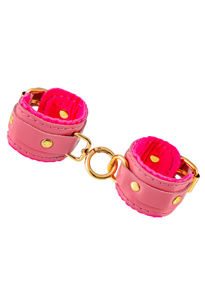 Наручники-браслеты Pecado BDSM, «МИНИ» двуслойный, оригинальная сцепка, натуральная кожа, розовый