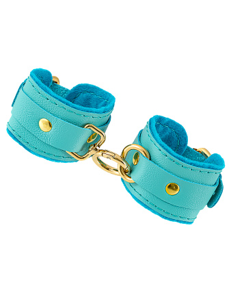 Наручники-браслеты Pecado BDSM, «МИНИ», двуслойный, оригинальная сцепка, натуральная кожа, голубой