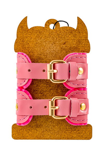 Наручники-браслеты Pecado BDSM, «МИНИ» двуслойный, оригинальная сцепка, натуральная кожа, розовый