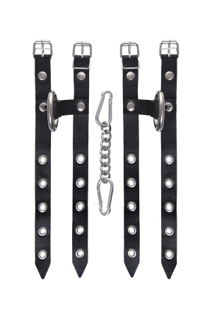 Наручники однослойные из двух ремешков Pecado BDSM, натуральная кожа, черные