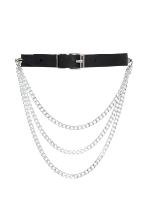 Чокер с цепочками, модель 1 Pecado BDSM, натуральная кожа, черный