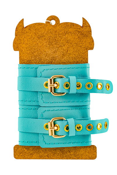 Оковы Pecado BDSM, прямоугольные, однослойные, натуральная кожа, голубой