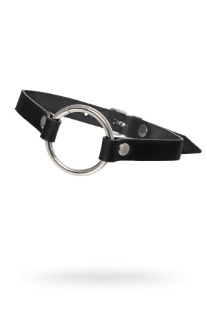 Чокер с круглым кольцом, модель 1 Pecado BDSM, натуральная кожа, черный