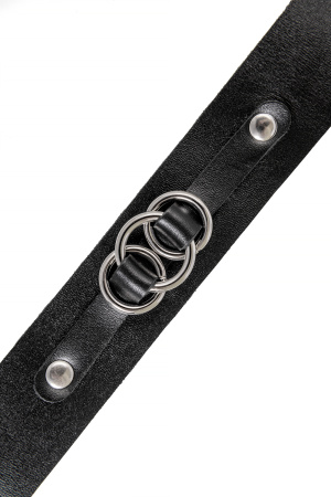 Чокер-ошейник Pecado BDSM, со связанными кольцами на подложке,чёрный
